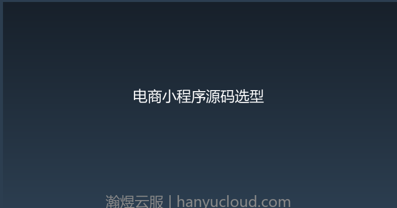 电商小程序源码选型-瀚煜云服