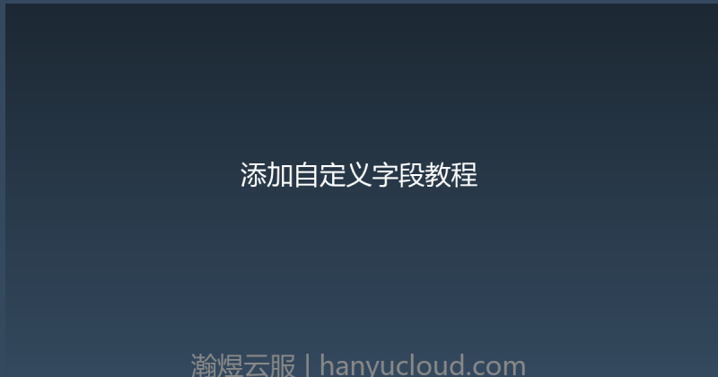 添加自定义字段教程-瀚煜云服