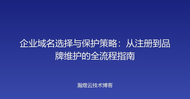 企业域名选择与保护策略:从注册到品牌维护的全流程指南-瀚煜云服