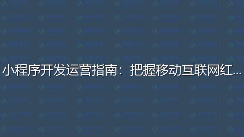 小程序开发运营指南：把握移动互联网红利-瀚煜云服