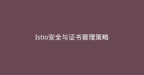 Istio安全与证书管理策略-瀚煜云服