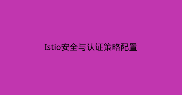 Istio安全与认证策略配置-瀚煜云服